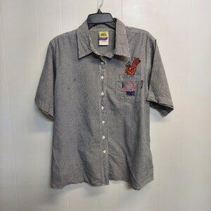 Scooby-Doo Women's Top Shirt 18/20 W Embroidered Gingham Button I Heart Me